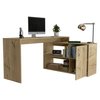 Tuhome Axis Modern L-Shaped Computer Desk with Open & Closed Storage, Light Oak ELD6594